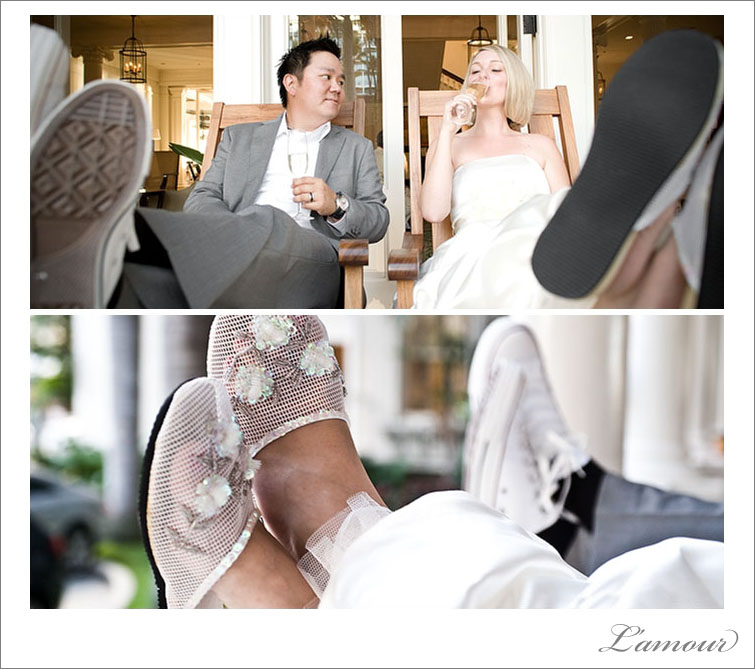 Wedding shoes at the Oahu Moana Surfrider