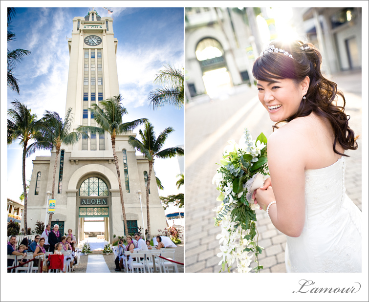 Hawaii Wedding Photographers L'Amour photographed this Aloha Tower wedding Ceremony in Honolulu, Oahu