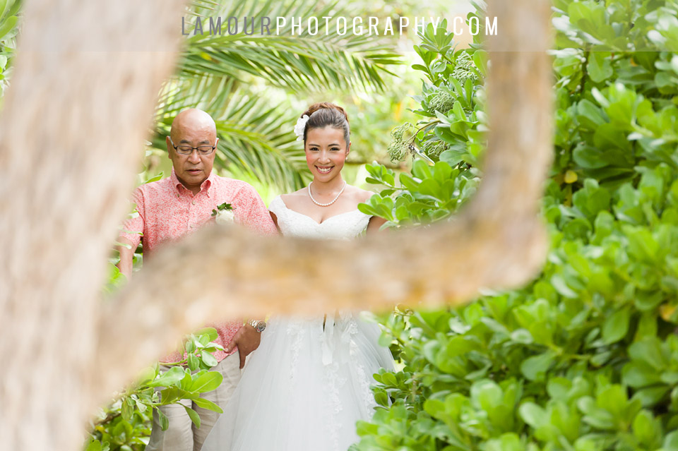 Oahu wedding photo of ceremony at venue Turtle Bay Resort