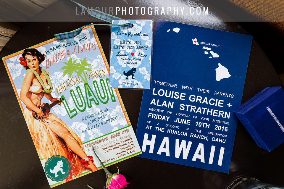 cute Hawaii wedding invitations for Waikiki wedding on Oahu by L'Amour
