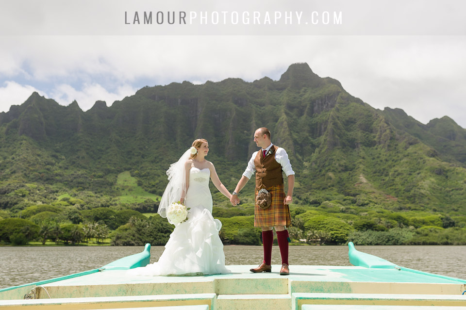 Bride and Groom get married in Hawaii where Jurassic Park was filmed