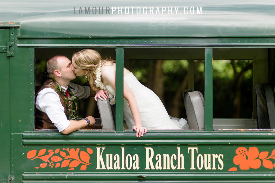 Destination wedding on Oahu at Venue Kualoa Ranch by L'Amour