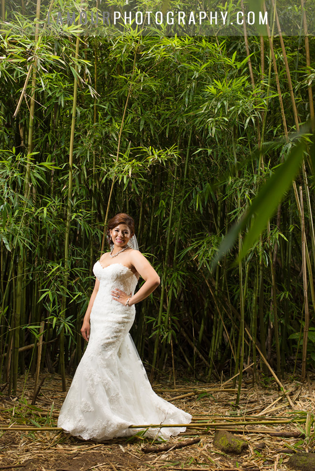 hawaii wedding on oahu in bamboo forest for photos