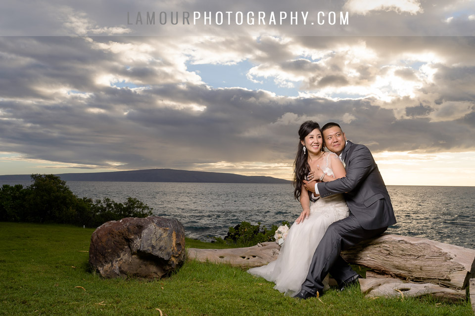 Bride and groom wedding portraits in maui