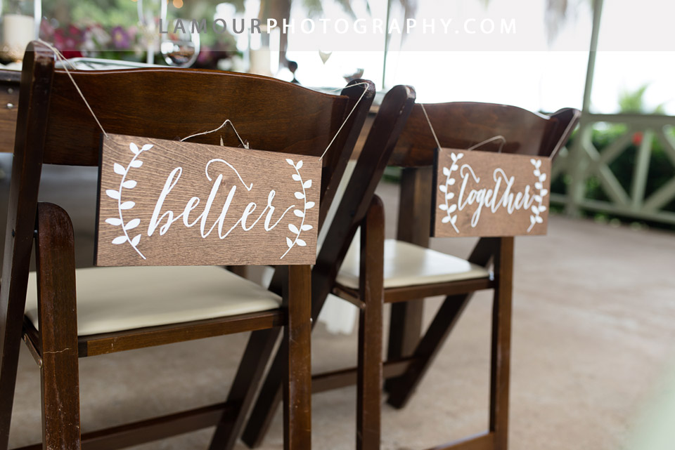 wedding signs that says Better Together in calligraphy for Hawaii wedding reception